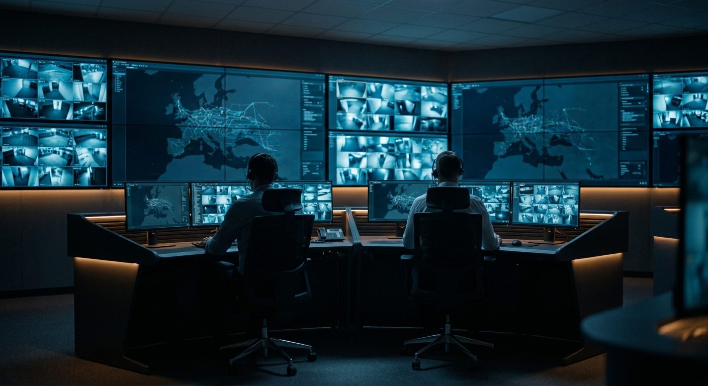 Operations centre with operators and a video wall